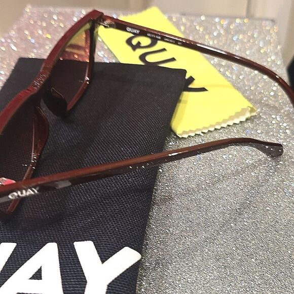 Quay Australia Bad Habit Narrow Cat-Eye Oversized Sunglasses- Oxblood - Picture 11 of 13